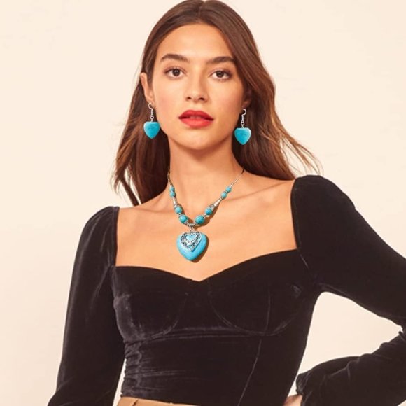 Bohemian Turquoise Necklace for Women Western Jewelry Boho Turquoise Nec… - Picture 2 of 7